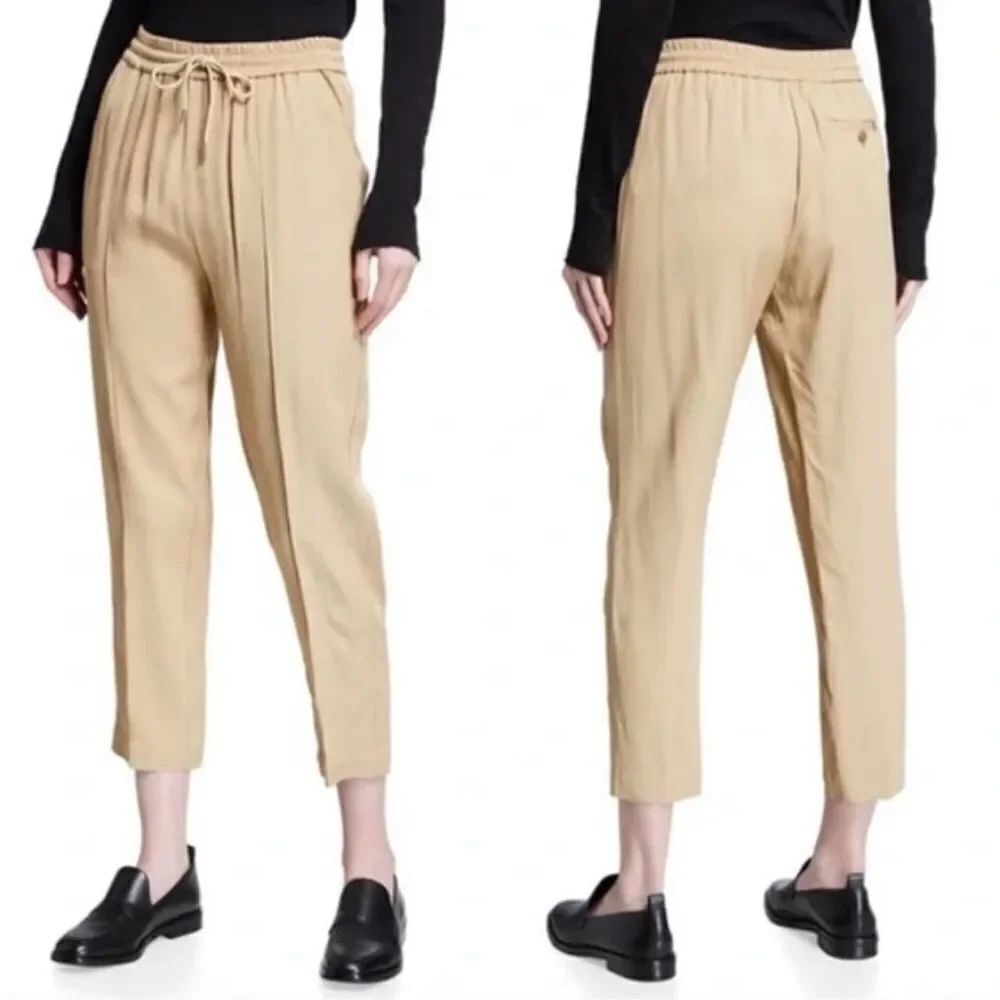ATM ANTHONY THOMAS MELILLO Micro Twill Pull On Cropped Pants XS in Tan NEW